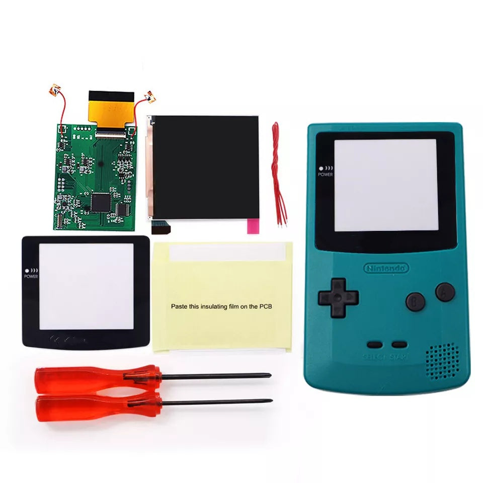 32 LOGO Color Changeable Q5 IPS For GBC Compatible with GAMEBOY COLOR Console Replacement Screen LCD Mod Kits Shell Hollow Len