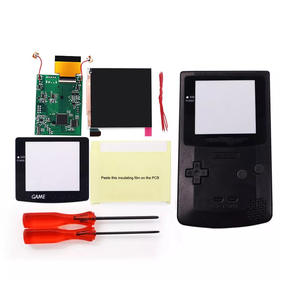 32 LOGO Color Changeable Q5 IPS For GBC Compatible with GAMEBOY COLOR Console Replacement Screen LCD Mod Kits Shell Hollow Len