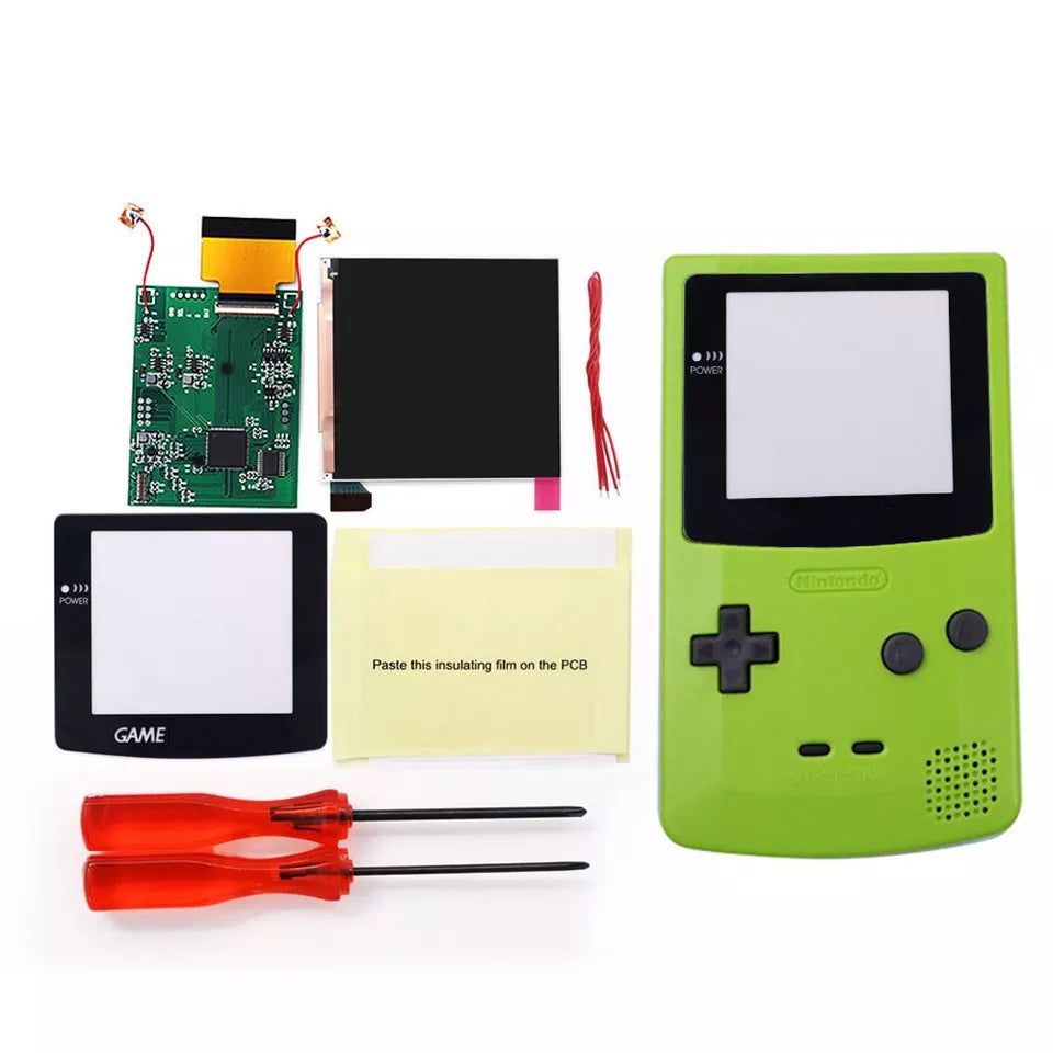 32 LOGO Color Changeable Q5 IPS For GBC Compatible with GAMEBOY COLOR Console Replacement Screen LCD Mod Kits Shell Hollow Len