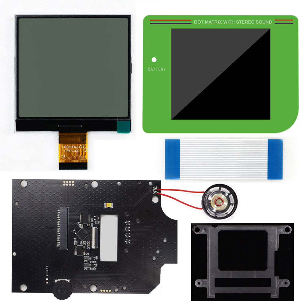 HISPEEDIDO 2.5 inches Grayscale LCD Screen Kit For GameBoy GB DMG Same Display Size Easy Install Drop-in OSD Menuw/Speaker