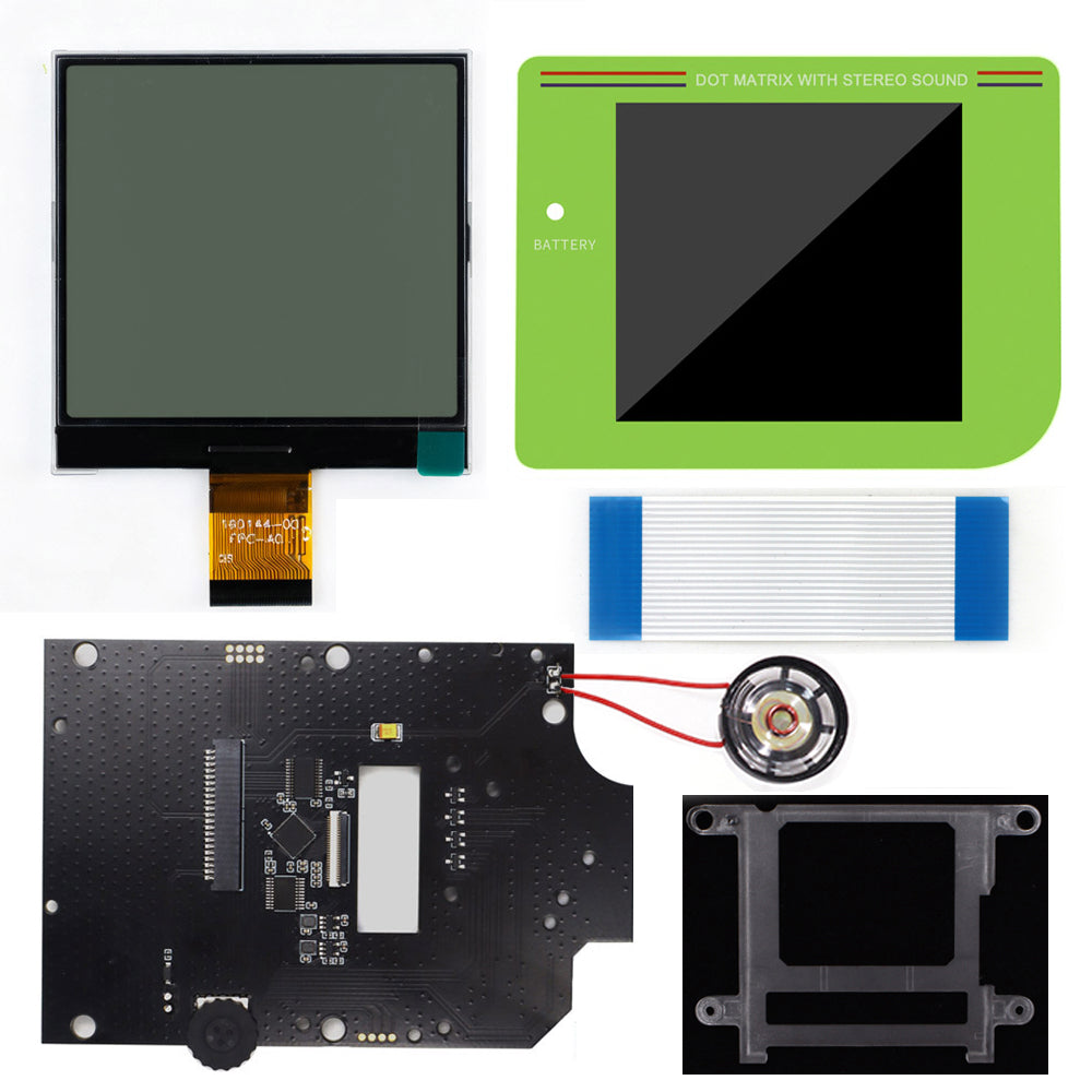 HISPEEDIDO 2.5 inches Grayscale LCD Screen Kit For GameBoy GB DMG Same Display Size Easy Install Drop-in OSD Menuw/Speaker