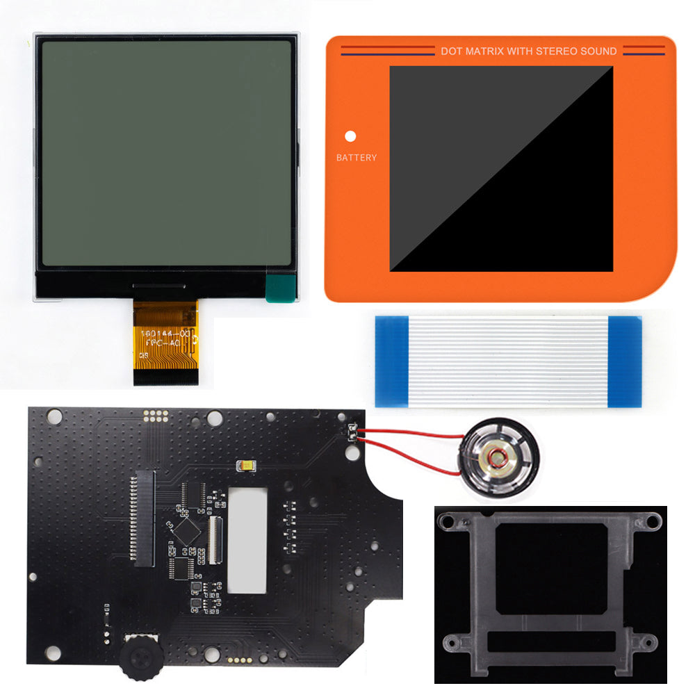 HISPEEDIDO 2.5 inches Grayscale LCD Screen Kit For GameBoy GB DMG Same Display Size Easy Install Drop-in OSD Menuw/Speaker