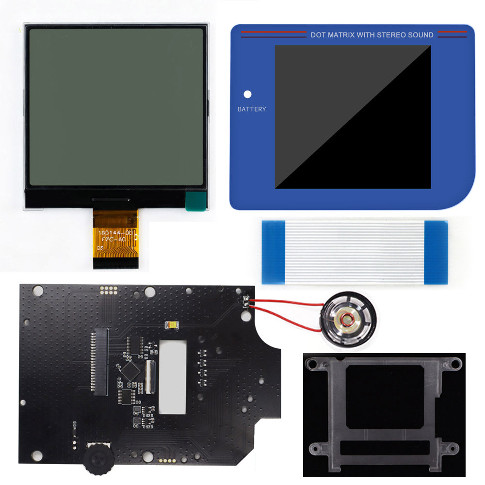 HISPEEDIDO 2.5 inches Grayscale LCD Screen Kit For GameBoy GB DMG Same Display Size Easy Install Drop-in OSD Menuw/Speaker