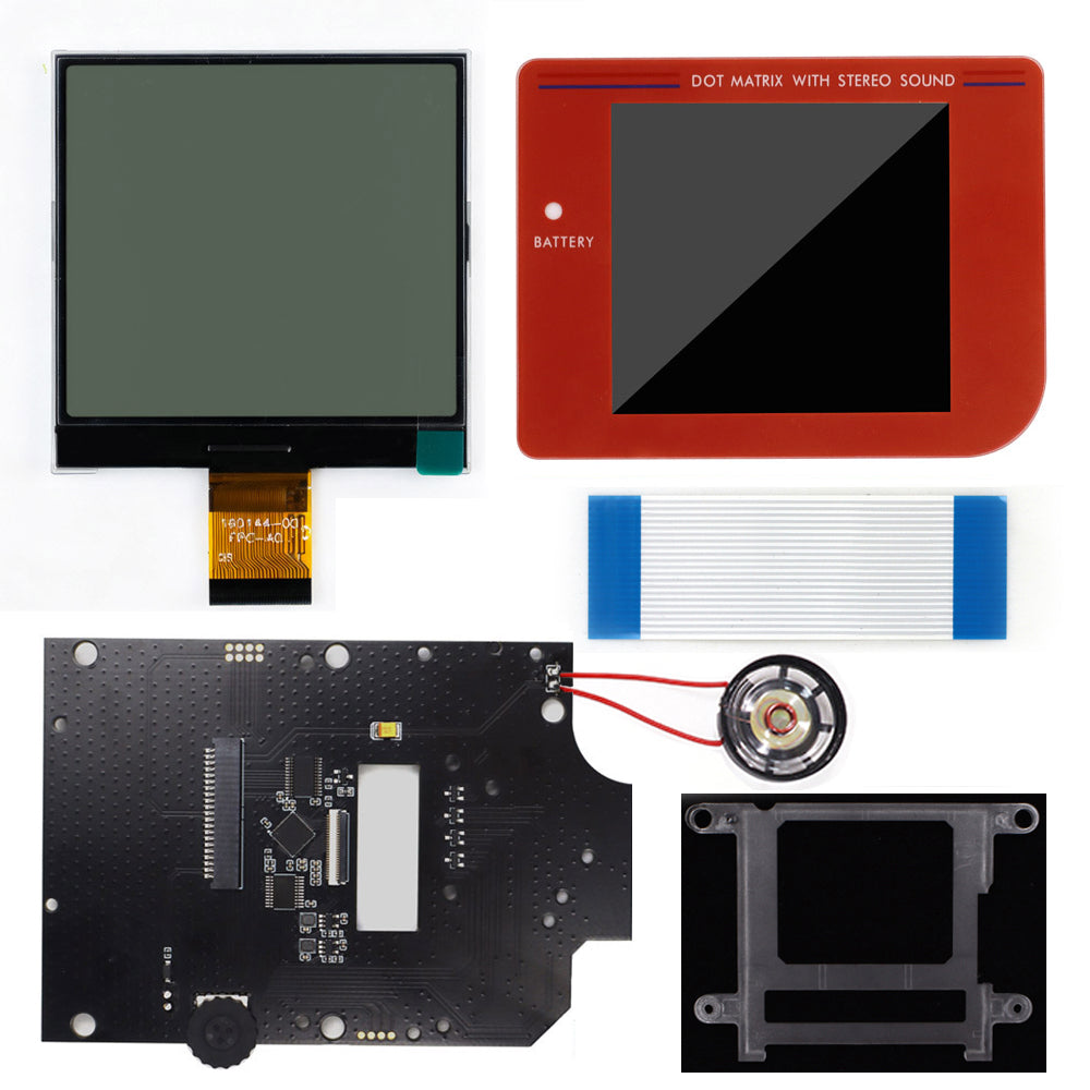 HISPEEDIDO 2.5 inches Grayscale LCD Screen Kit For GameBoy GB DMG Same Display Size Easy Install Drop-in OSD Menuw/Speaker