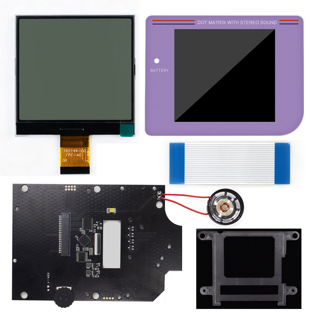 HISPEEDIDO 2.5 inches Grayscale LCD Screen Kit For GameBoy GB DMG Same Display Size Easy Install Drop-in OSD Menuw/Speaker