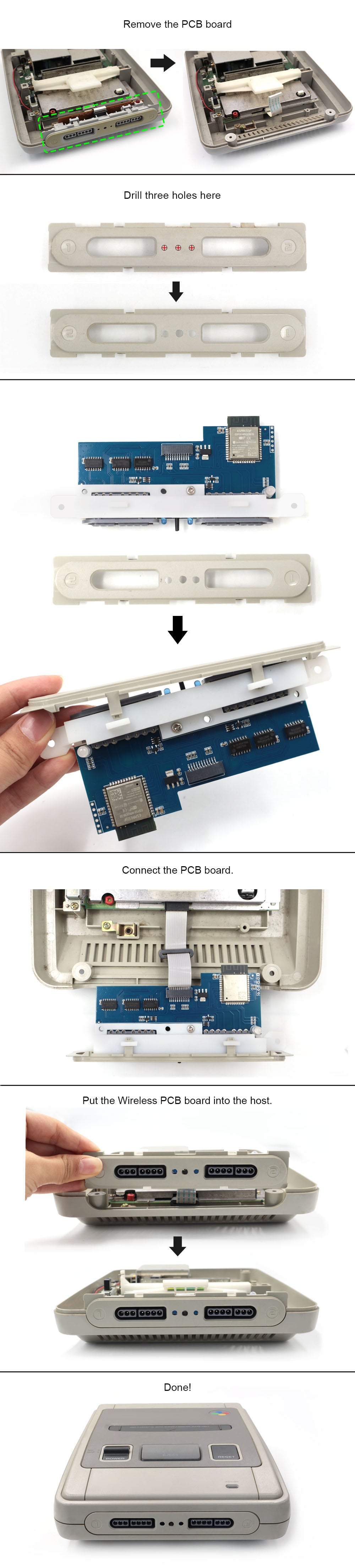 iBlueControlMod Bluetooth Wireless Controller Internal Adapter For JP SFC EU SNES Bluetooth Gamepad Adapter