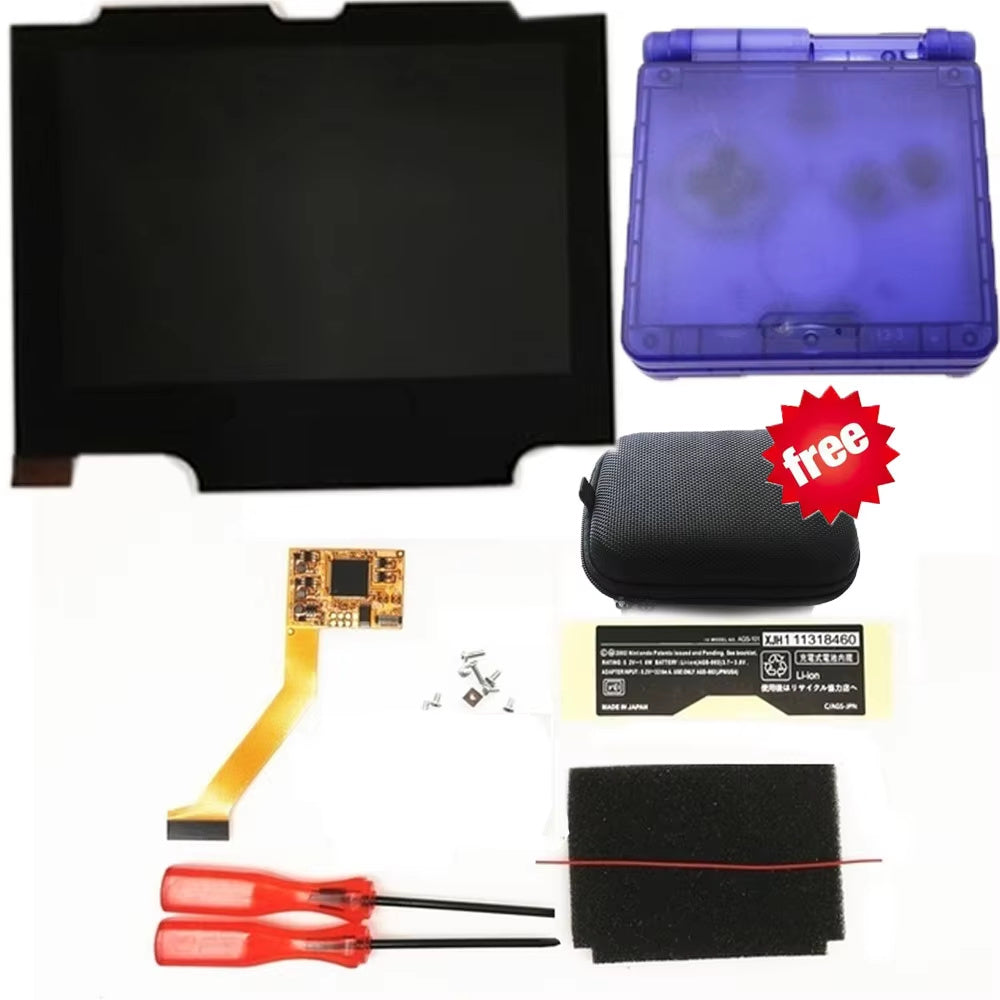 HISPEEDIDO For GBA SP V2 Screen set IPS LCD Backlight Screen High Brightness Laminated Display LCD Set with Shell