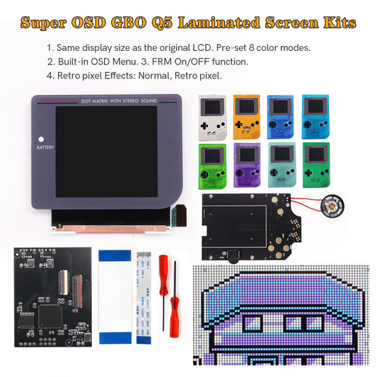 Newest Laminated Q5 3.1 inches Larger Display HD IPS RIPS Screen OSD FRM For GBO DMG LCD Kits Housing Shell Case