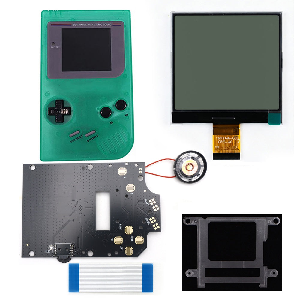 HISPEEDIDO 2.5 inches Grayscale LCD Screen Kit For GameBoy GB DMG Same Display Size Easy Install Drop-in OSD Menuw/Speaker