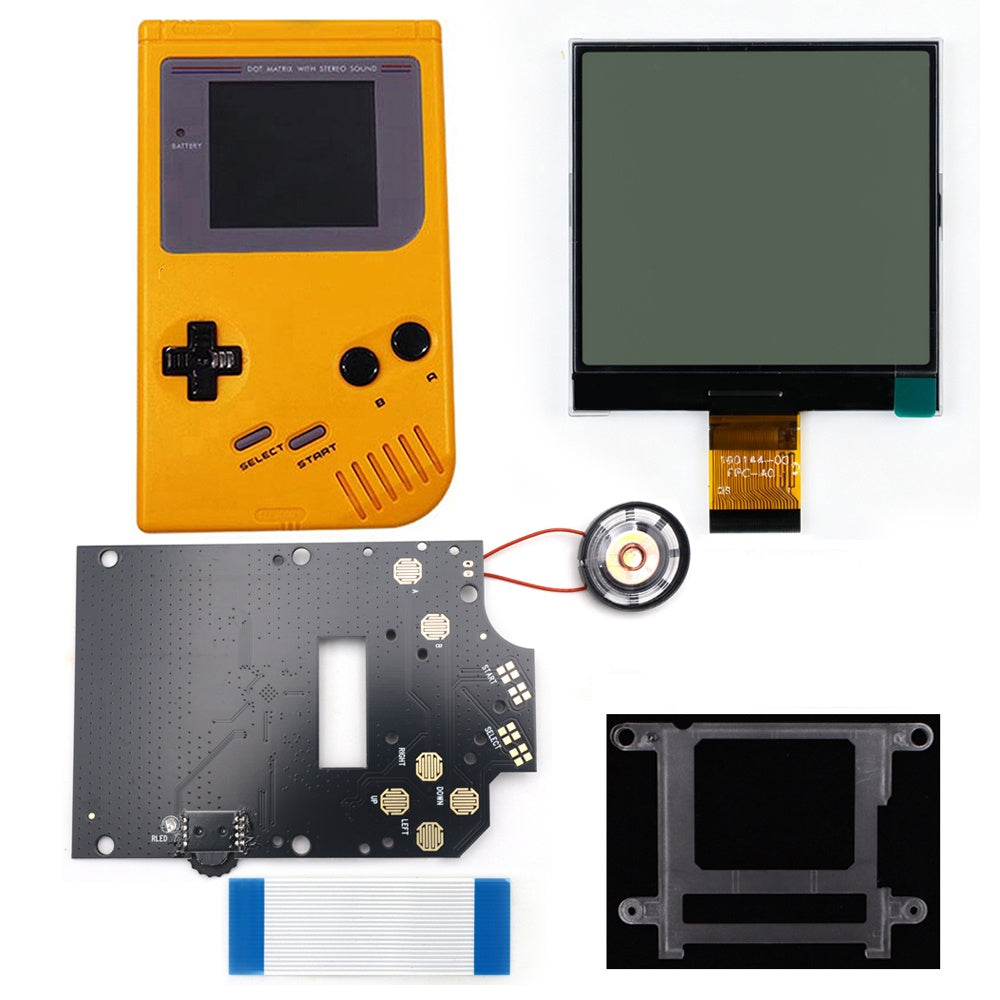 HISPEEDIDO 2.5 inches Grayscale LCD Screen Kit For GameBoy GB DMG Same Display Size Easy Install Drop-in OSD Menuw/Speaker