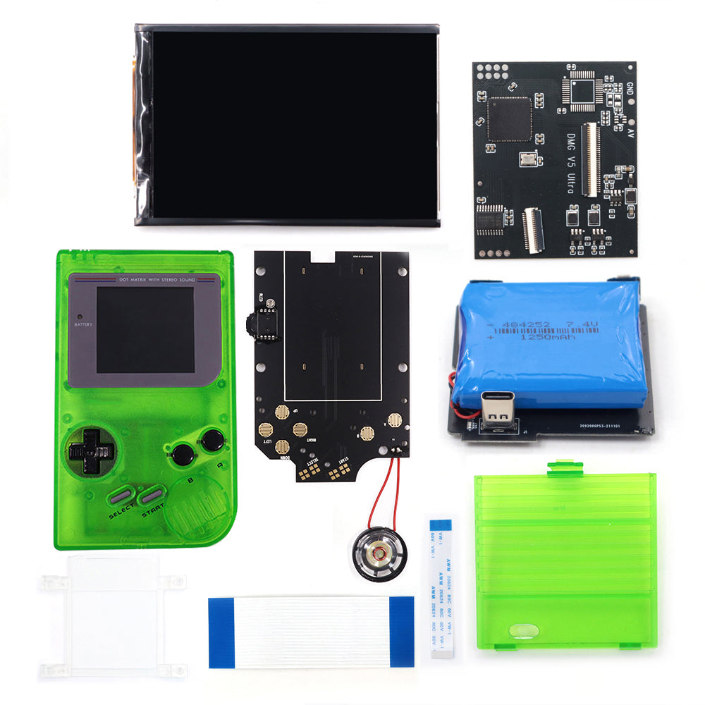 Rechargeable V5 Pro IPS Screen RIPS Housing Color Case Pixel OSD FRM Backlight Highbright LCD Mod Kits for GAMEBOY DMG GBO