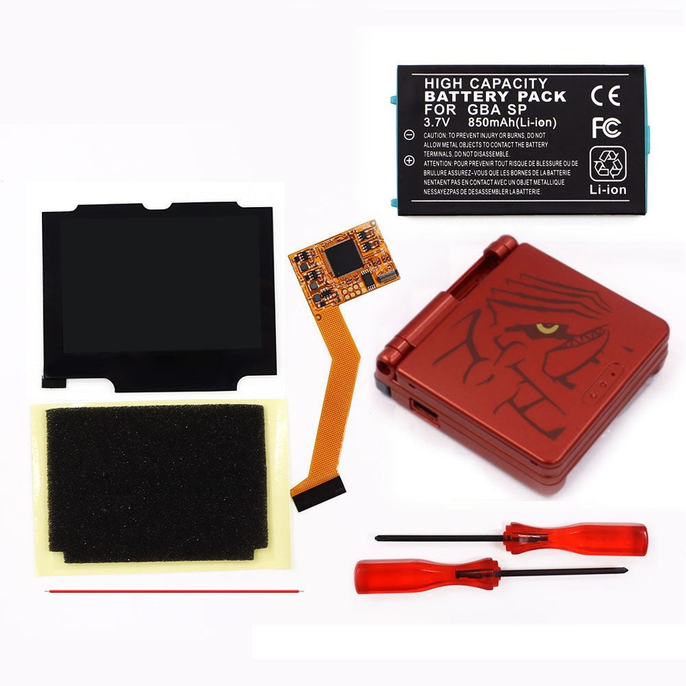 850mah Battery Pak For GBA SP V2 Screen set IPS LCD Backlight Screen High Brightness Laminated Display LCD Set with Shell