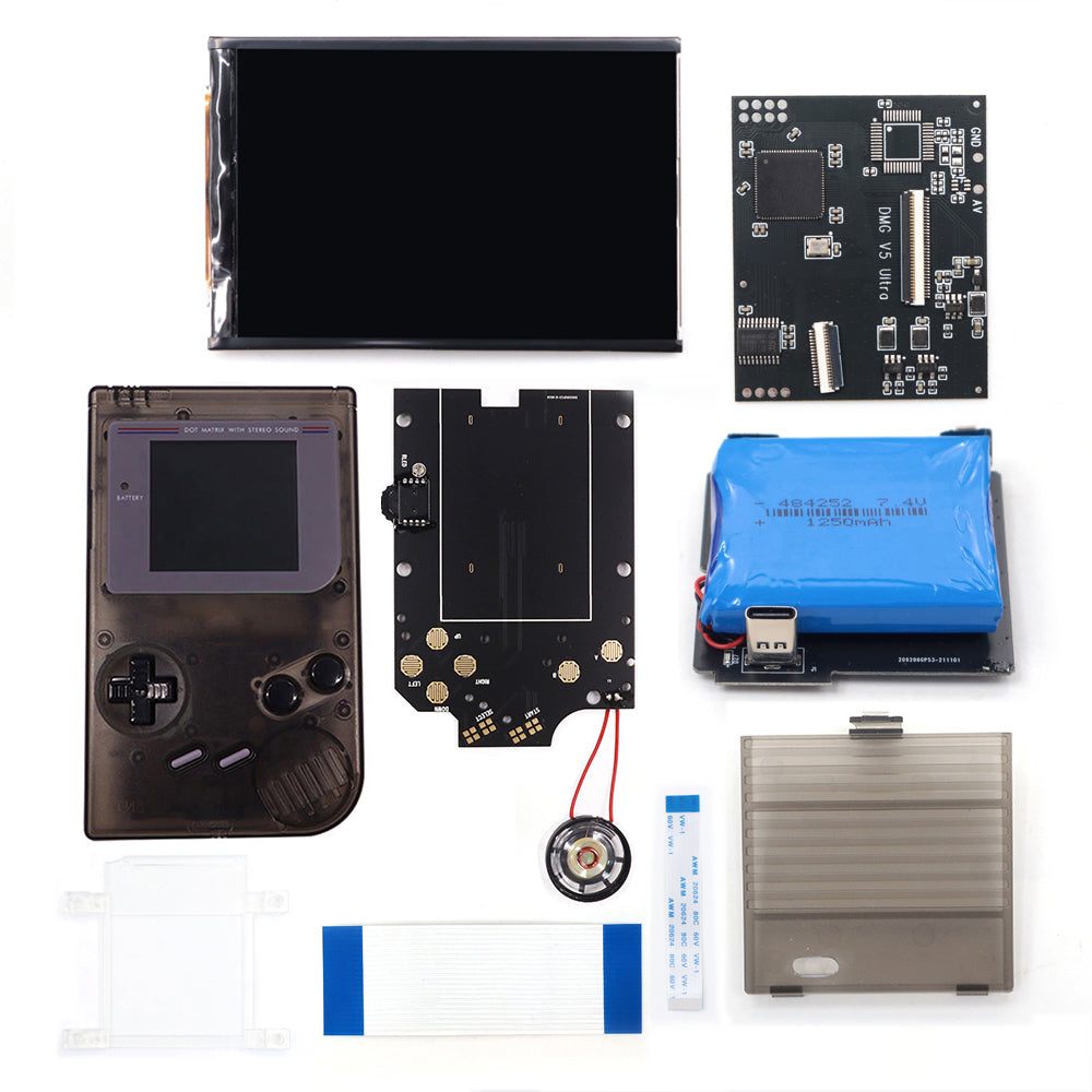 Rechargeable V5 Pro IPS Screen RIPS Housing Color Case Pixel OSD FRM Backlight Highbright LCD Mod Kits for GAMEBOY DMG GBO