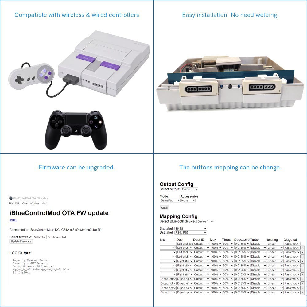 Hispeedido iBlueControlMod SNES Bluetooth Wireless Controller Internal Adapter Bluetooth Gamepad Adapter For SNES Console