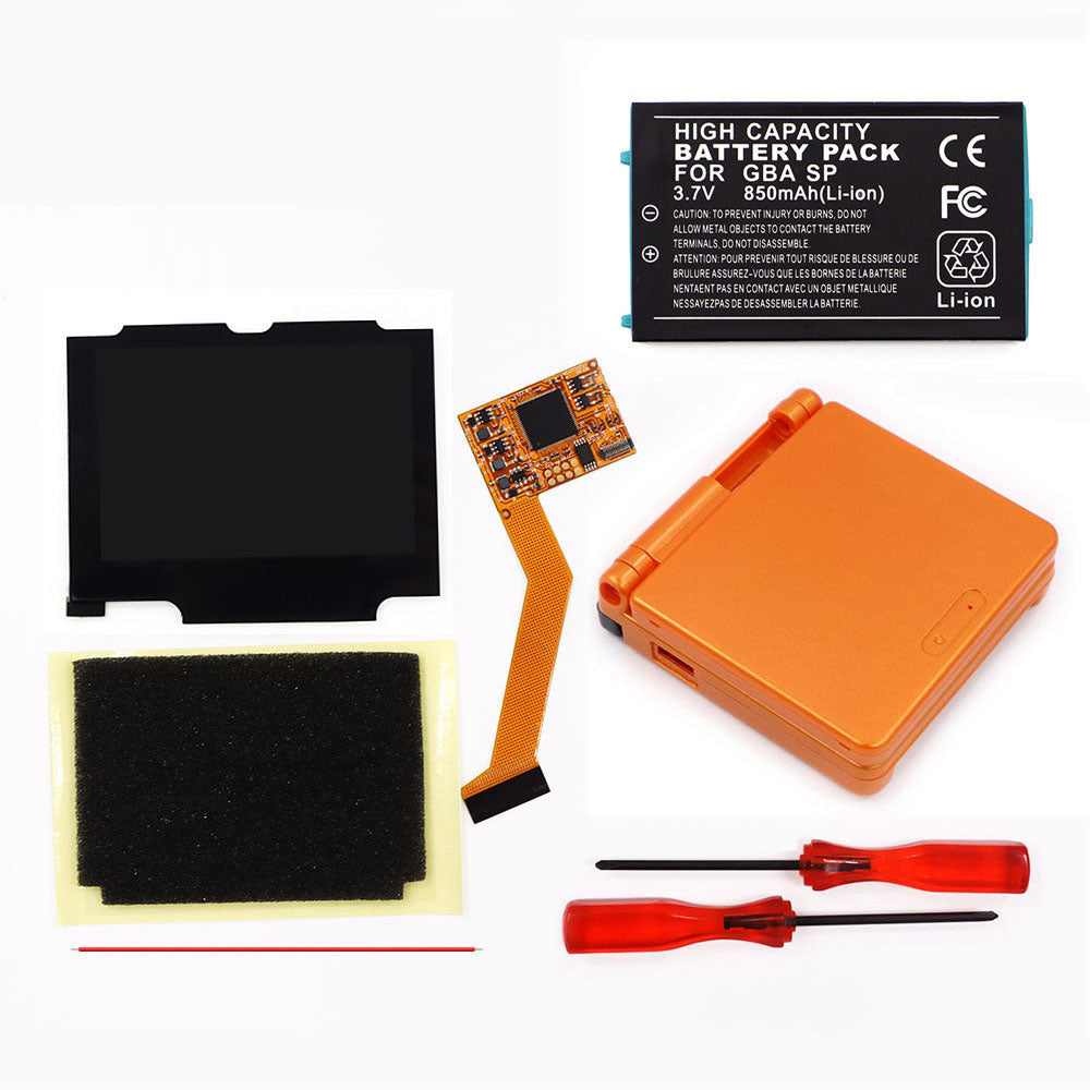 850mah Battery Pak For GBA SP V2 Screen set IPS LCD Backlight Screen High Brightness Laminated Display LCD Set with Shell
