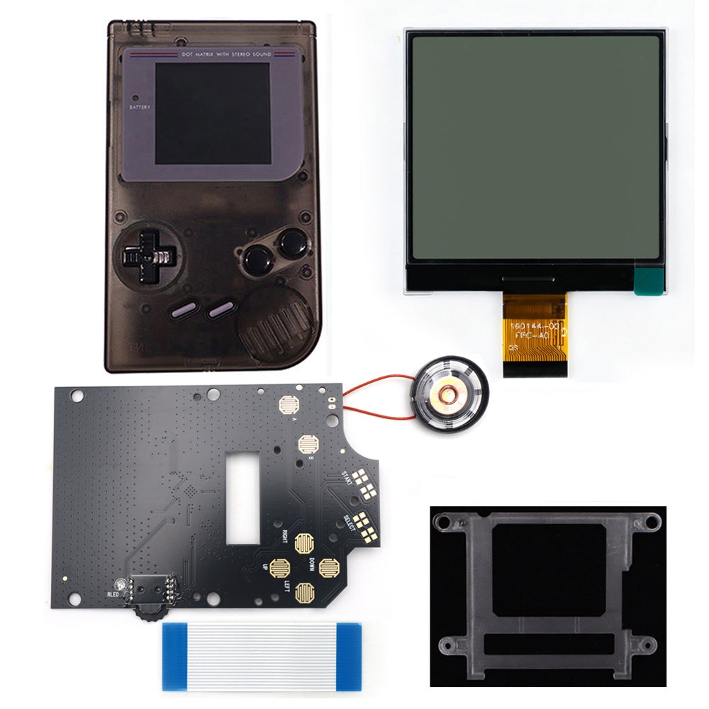 HISPEEDIDO 2.5 inches Grayscale LCD Screen Kit For GameBoy GB DMG Same Display Size Easy Install Drop-in OSD Menuw/Speaker