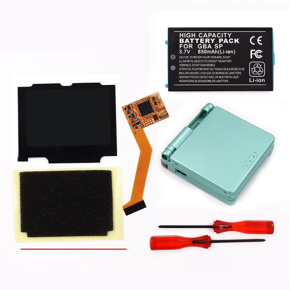850mah Battery Pak For GBA SP V2 Screen set IPS LCD Backlight Screen High Brightness Laminated Display LCD Set with Shell