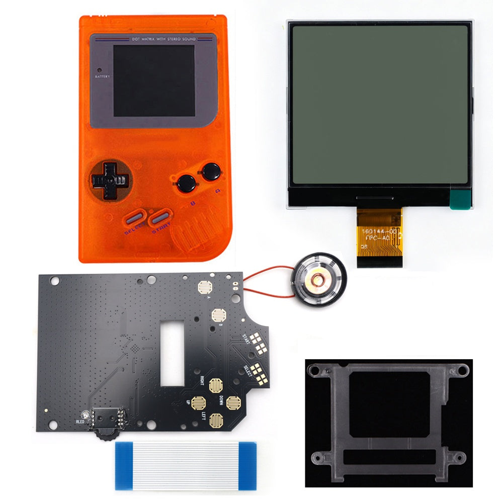 HISPEEDIDO 2.5 inches Grayscale LCD Screen Kit For GameBoy GB DMG Same Display Size Easy Install Drop-in OSD Menuw/Speaker