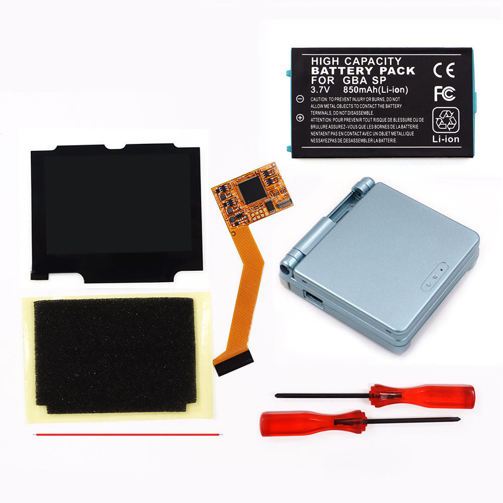 850mah Battery Pak For GBA SP V2 Screen set IPS LCD Backlight Screen High Brightness Laminated Display LCD Set with Shell