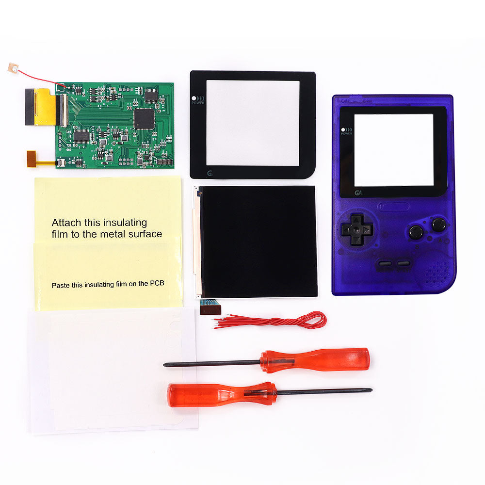 HISPEEDIDO GBP Q5 IPS LCD Larger Screen Display Build in OSD for Gameboy Pocket 8 Color Retro Pixel Screen Mod Kits with Shell