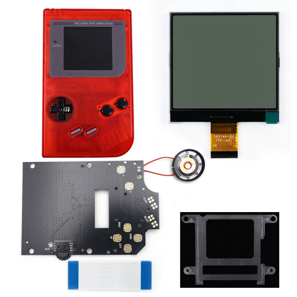 HISPEEDIDO 2.5 inches Grayscale LCD Screen Kit For GameBoy GB DMG Same Display Size Easy Install Drop-in OSD Menuw/Speaker