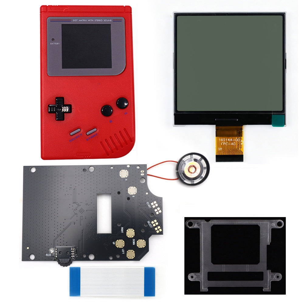 HISPEEDIDO 2.5 inches Grayscale LCD Screen Kit For GameBoy GB DMG Same Display Size Easy Install Drop-in OSD Menuw/Speaker