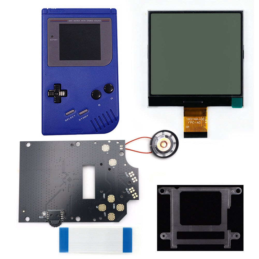 HISPEEDIDO 2.5 inches Grayscale LCD Screen Kit For GameBoy GB DMG Same Display Size Easy Install Drop-in OSD Menuw/Speaker