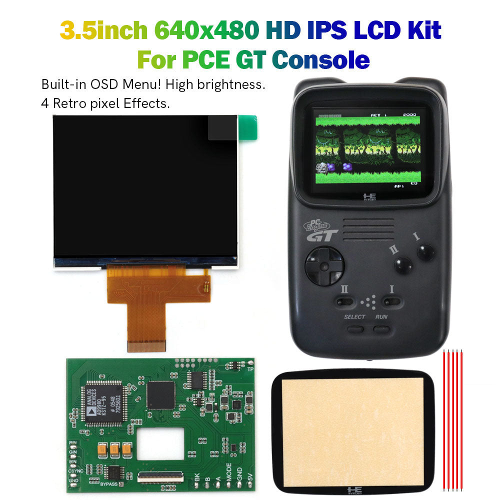 Hight Light PCE GT 3.5" 640x480 HD IPS LCD Screen RGB Board For PC Engine GT Console With OSD Menu RGBS Board
