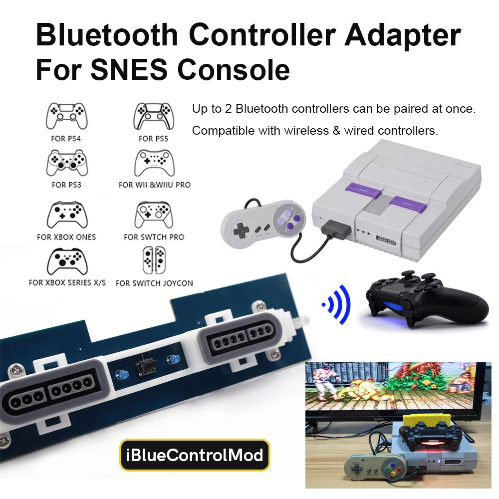 Hispeedido iBlueControlMod SNES Bluetooth Wireless Controller Internal Adapter Bluetooth Gamepad Adapter For SNES Console