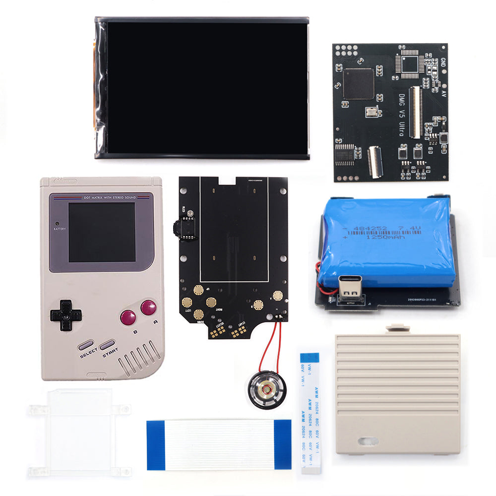 Rechargeable V5 Pro IPS Screen RIPS Housing Color Case Pixel OSD FRM Backlight Highbright LCD Mod Kits for GAMEBOY DMG GBO