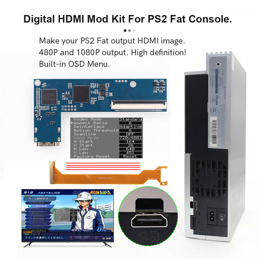 Hispeedido PS2 Fat Digital HDMI MOD Kit Digital to Digital HDMI Mod Kit 480P 1080P For PS2 Fat Console