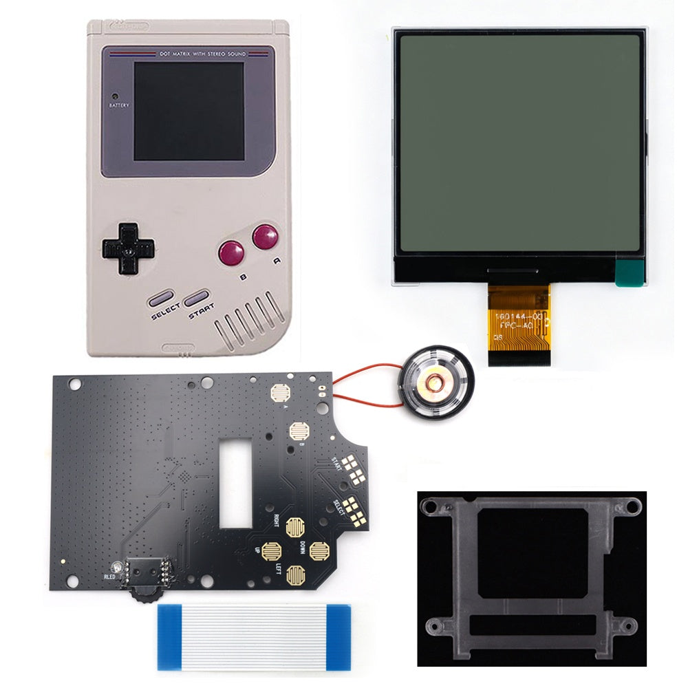 HISPEEDIDO 2.5 inches Grayscale LCD Screen Kit For GameBoy GB DMG Same Display Size Easy Install Drop-in OSD Menuw/Speaker