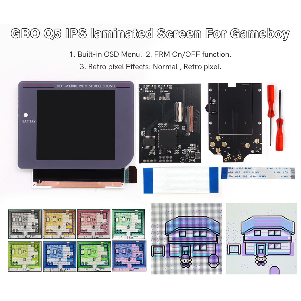 Newest Laminated Q5 3.1 inches Larger Display HD IPS RIPS Screen OSD FRM For GBO DMG LCD Kits Housing Shell Case