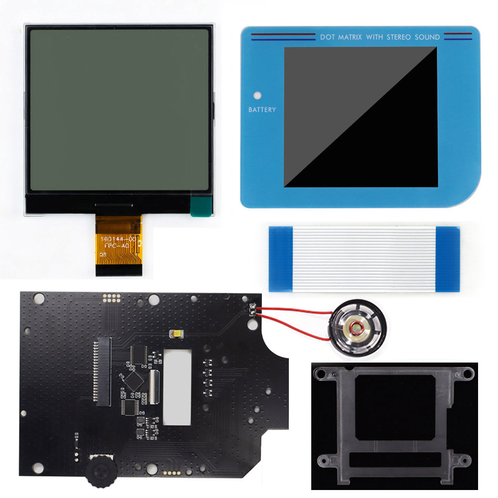 HISPEEDIDO 2.5 inches Grayscale LCD Screen Kit For GameBoy GB DMG Same Display Size Easy Install Drop-in OSD Menuw/Speaker