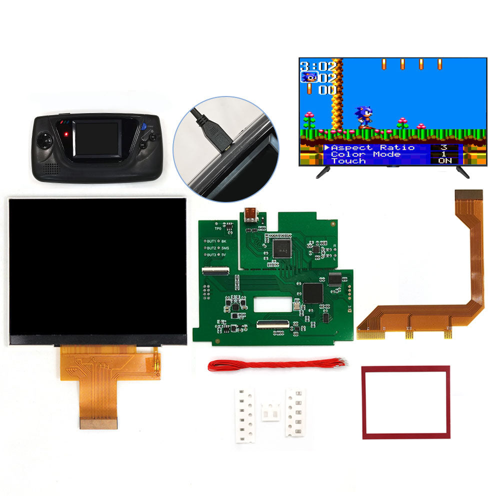 game gear screen replacement For Sega GG LCD Highlight Screen Kit 3.5" 640*480 Retro Pixel HD IPS Backlight LCD display For Game Gear Console TV HDMI Output