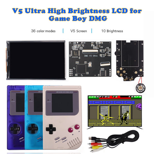 TV Version V5 GB DMG Screen Mod Kits OSD Menu RIPS 36 Color LCD Screen Kit For Game Boy GBO DMG Play on TV