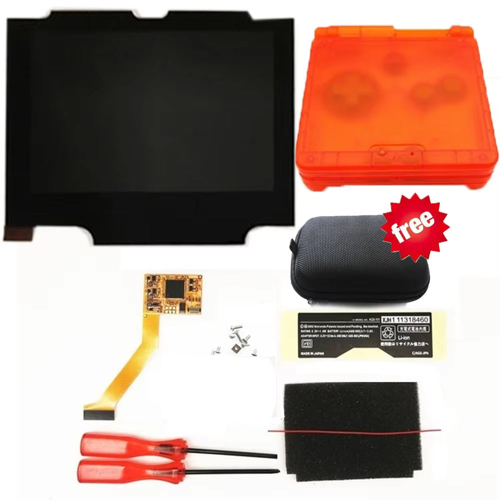 HISPEEDIDO For GBA SP V2 Screen set IPS LCD Backlight Screen High Brightness Laminated Display LCD Set with Shell