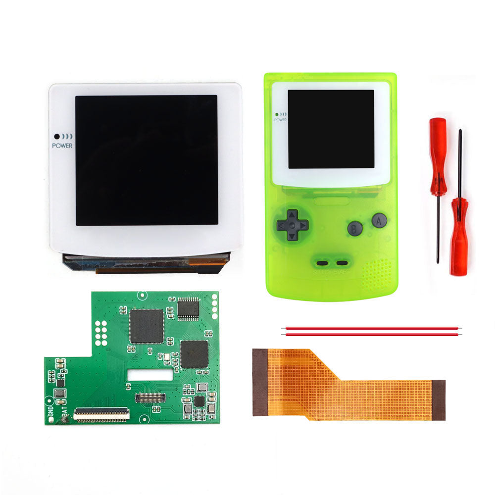 HISPEEDIDO White lens Laminated AMOLED OLED Touch Screen Drop in Build in OSD RETRO PIXEL Screen Easy Install For GBC GameBoy Color With Pre-cut Shell