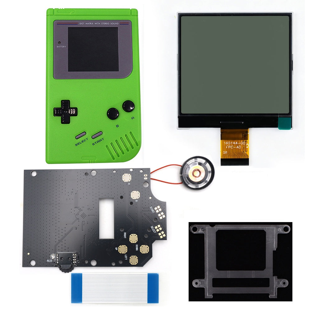 HISPEEDIDO 2.5 inches Grayscale LCD Screen Kit For GameBoy GB DMG Same Display Size Easy Install Drop-in OSD Menuw/Speaker