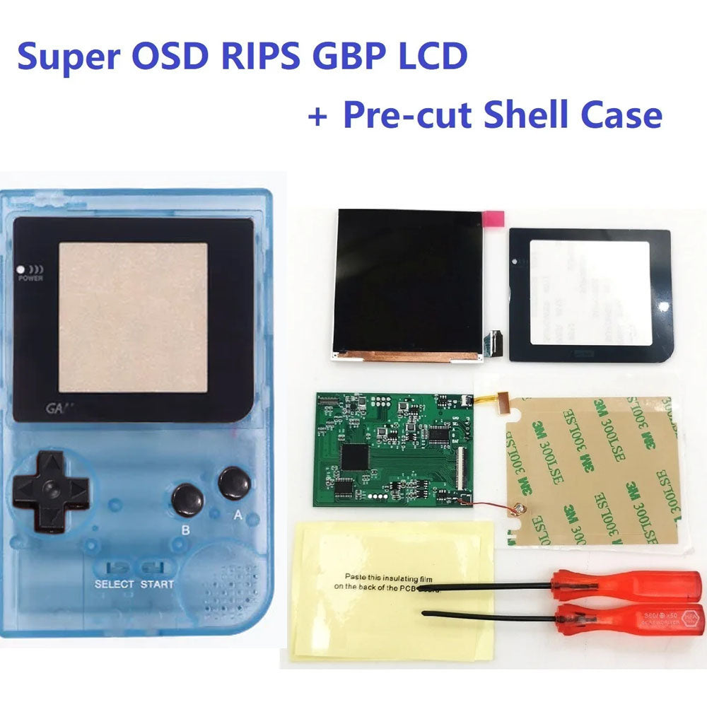 HISPEEDIDO GBP Q5 IPS LCD Larger Screen Display Build in OSD for Gameboy Pocket 8 Color Retro Pixel Screen Mod Kits with Shell