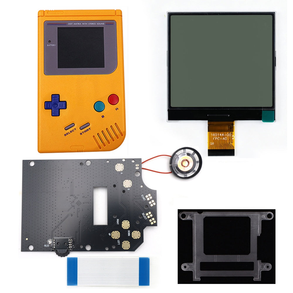 HISPEEDIDO 2.5 inches Grayscale LCD Screen Kit For GameBoy GB DMG Same Display Size Easy Install Drop-in OSD Menuw/Speaker
