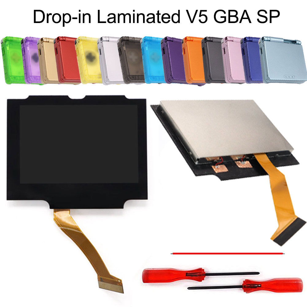 HISPEEDIDO V5 Drop in Pre-Laminated IPS 3.0 inch Screen For GBA SP LCD Kits for Gameboy Advance SP with New Case Housing Shell