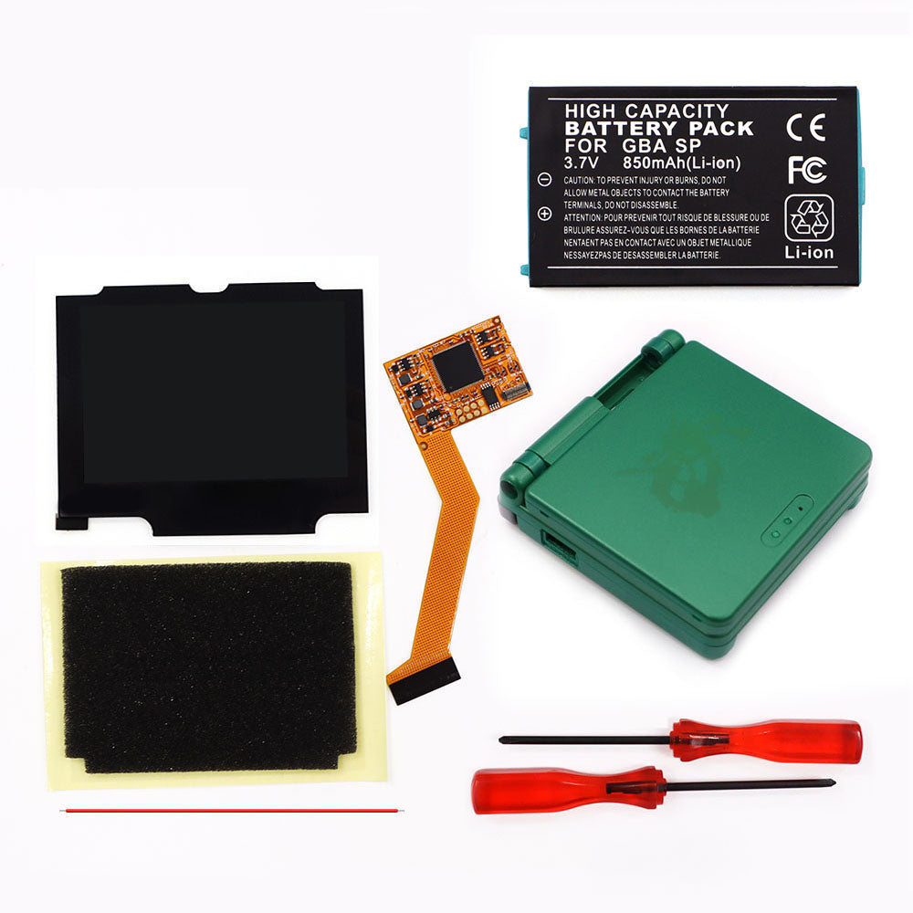 850mah Battery Pak For GBA SP V2 Screen set IPS LCD Backlight Screen High Brightness Laminated Display LCD Set with Shell