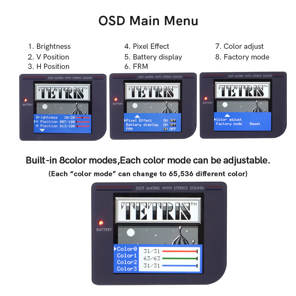 Q5 Retrofit Game Boy DMG GBO Console With Q5 IPS OSD Version Back Light LCD mod