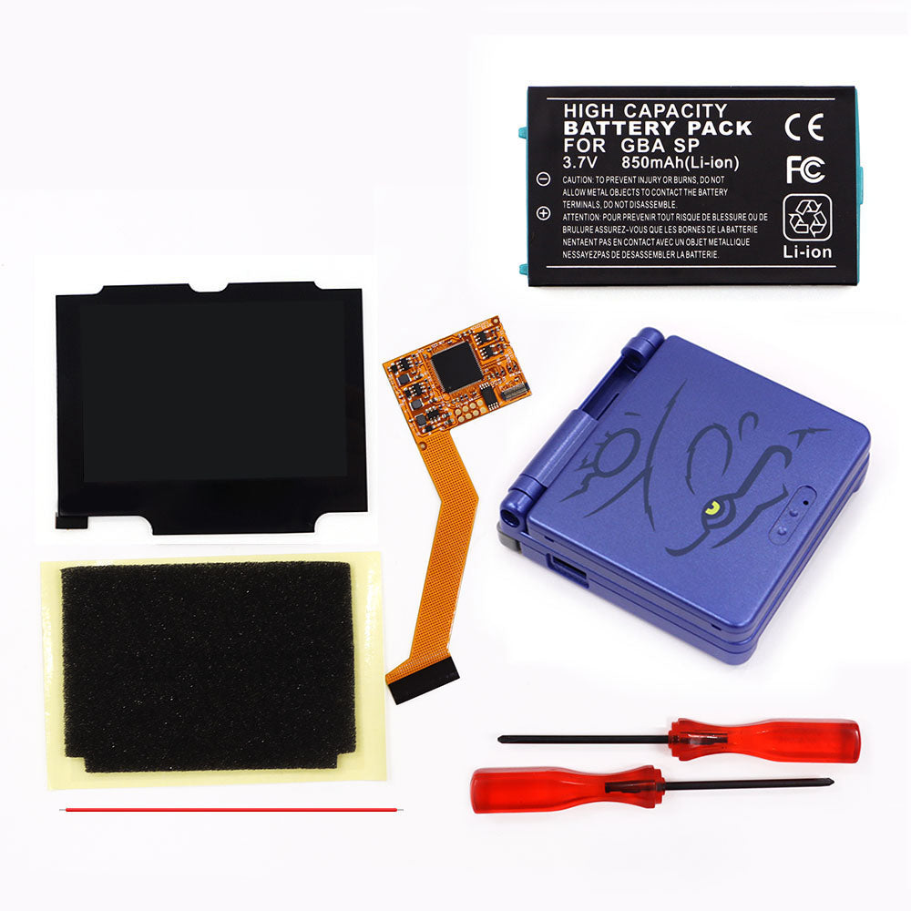 850mah Battery Pak For GBA SP V2 Screen set IPS LCD Backlight Screen High Brightness Laminated Display LCD Set with Shell