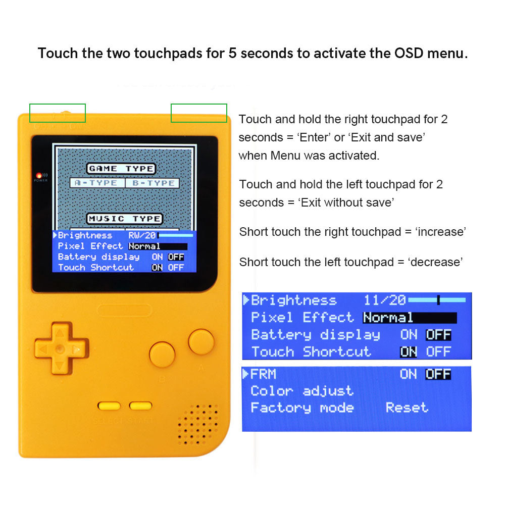 Laminated 2.8 inch Larger IPS Screen LCD Integer Scaling Build in OSD For GBP Gameboy Pocket Retro Pixel Screen Kits with Shell