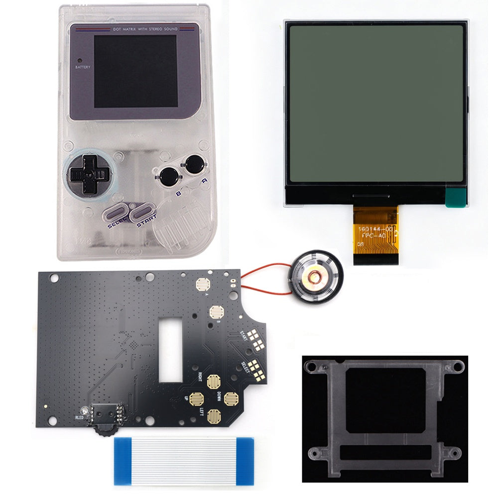 HISPEEDIDO 2.5 inches Grayscale LCD Screen Kit For GameBoy GB DMG Same Display Size Easy Install Drop-in OSD Menuw/Speaker