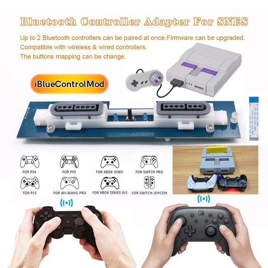Hispeedido iBlueControlMod SNES Bluetooth Wireless Controller Internal Adapter Bluetooth Gamepad Adapter For SNES Console