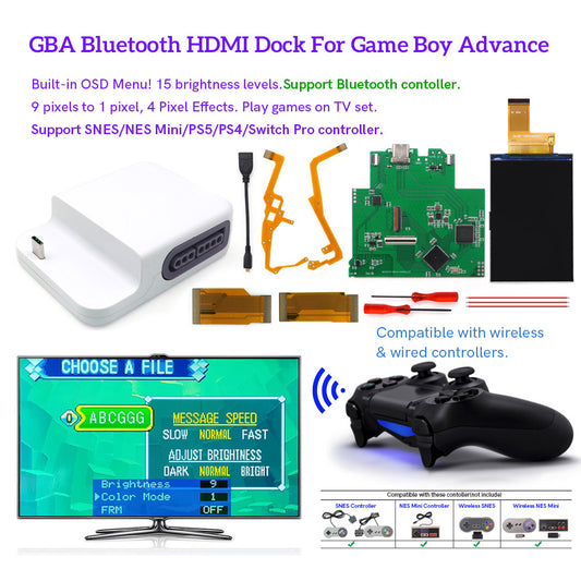 Newest Wireless 720P HDMI GBA Bluetooth Dock Kit V2 For Game Boy Advance GBA Support Bluetooth Wireless Controller