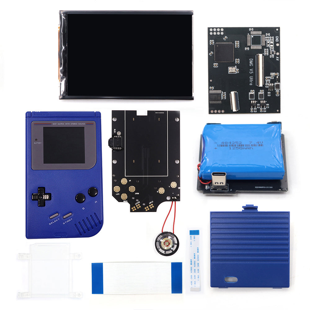 Rechargeable V5 Pro IPS Screen RIPS Housing Color Case Pixel OSD FRM Backlight Highbright LCD Mod Kits for GAMEBOY DMG GBO